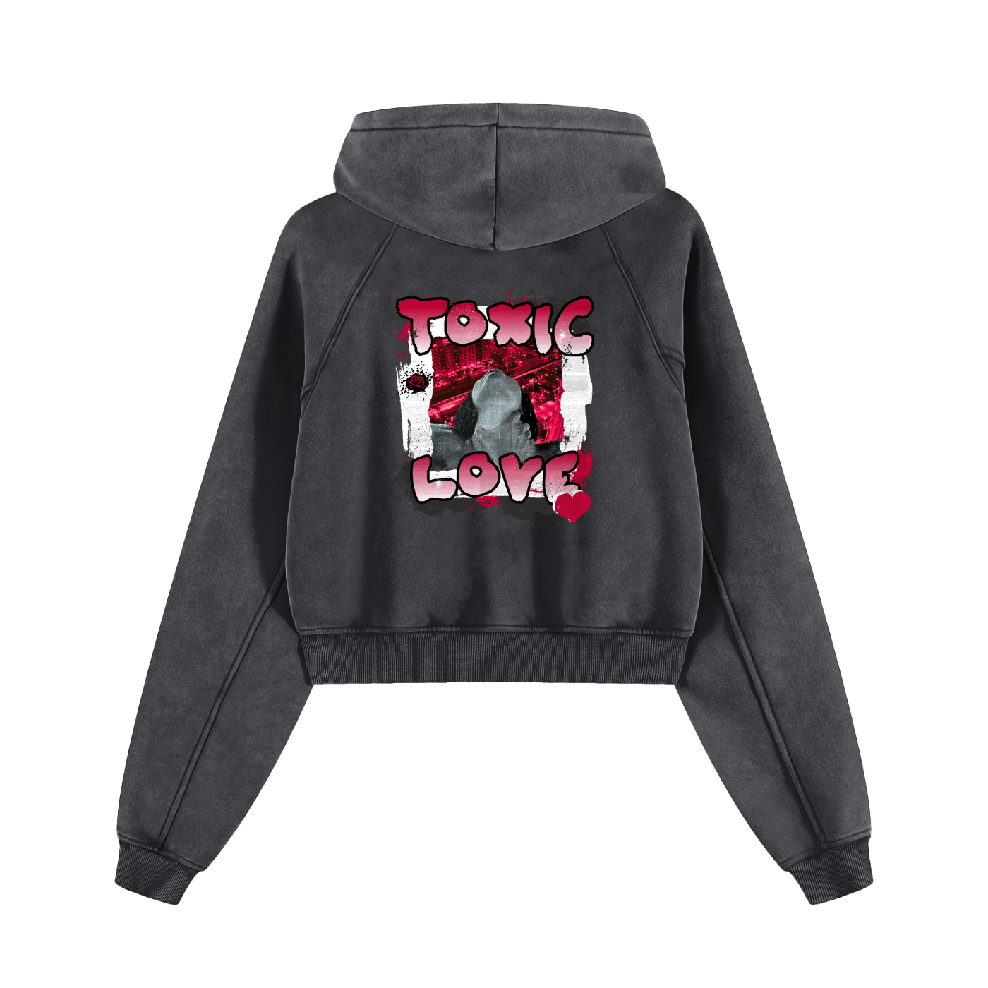 ToxicLove - Women's Snow Washed Cropped Hoodie