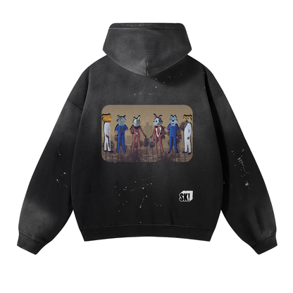 Schwarz Kuratiert/Switch - Vintage Wash Frayed Fleece Hoodie